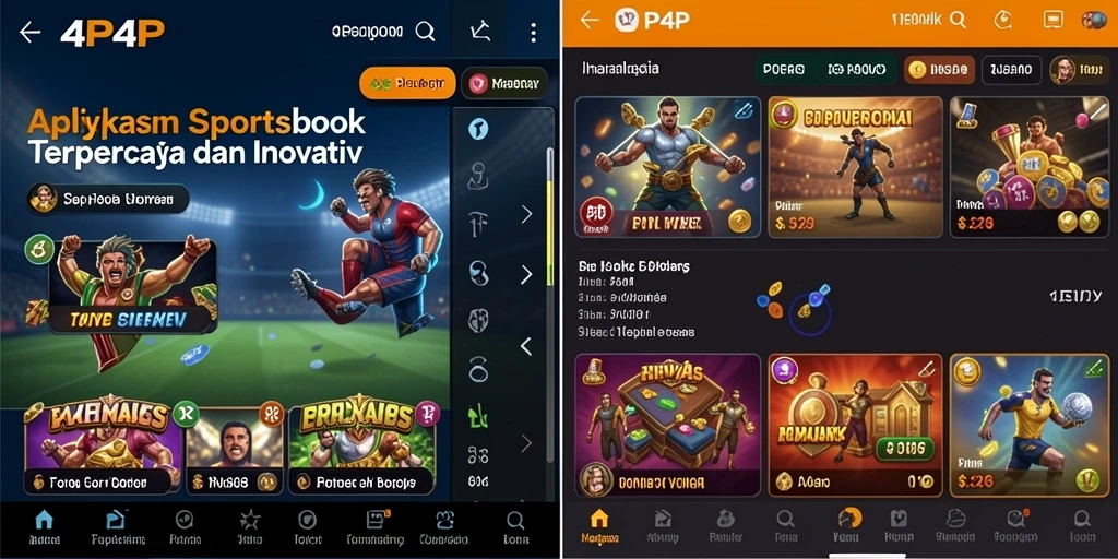 Tampilan gameplay menarik dari aplikasi 4P4P untuk taruhan olahraga.