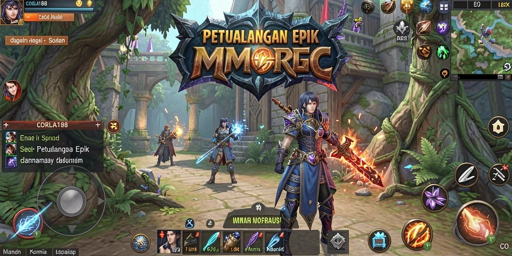Tangkapan layar CORLA188 menunjukkan pertarungan epik dalam dunia MMORPG.