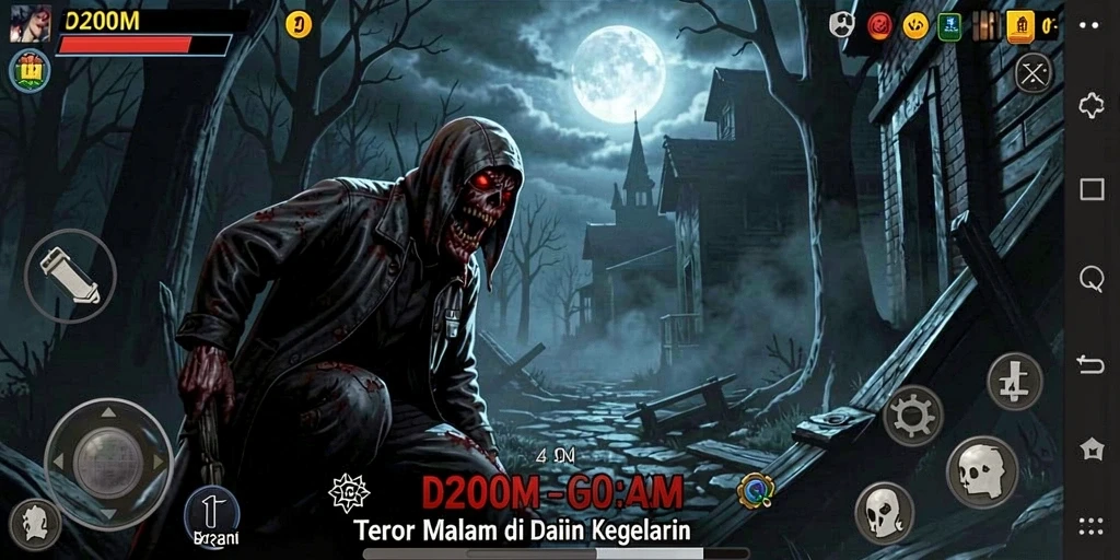 Screenshot gameplay D200M yang menampilkan suasana Horror yang mencekam.