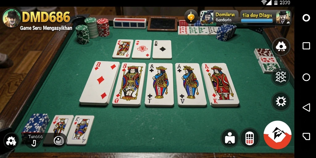 Screenshot DMD686 menampilkan aksi seru dalam permainan domino.