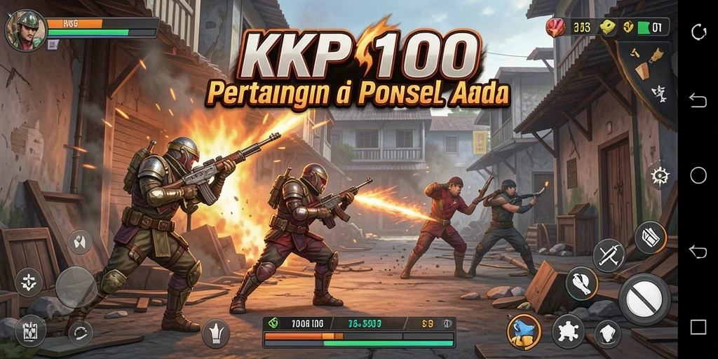 Tangkapan layar gameplay KPK100 yang menampilkan pertarungan seru dan karakter dinamis.