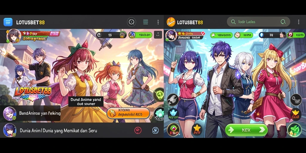 Tampilkan gameplay seru LOTUSBET88 dengan karakter Anime menarik.