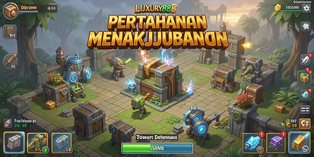 Tampilan gameplay LUXURY88 yang epik dalam Tower Defense.