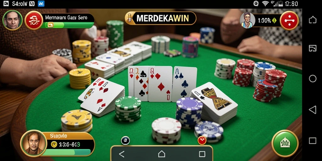 Screenshot gameplay MERDEKAWIN menunjukkan keseruan permainan Gaple.
