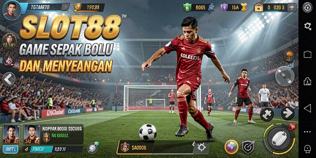Screenshot gameplay SLOT88 menampilkan serunya pertandingan sepak bola.