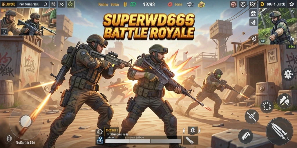 Tangkapan layar menunjukkan aksi seru dalam game Battle Royale.