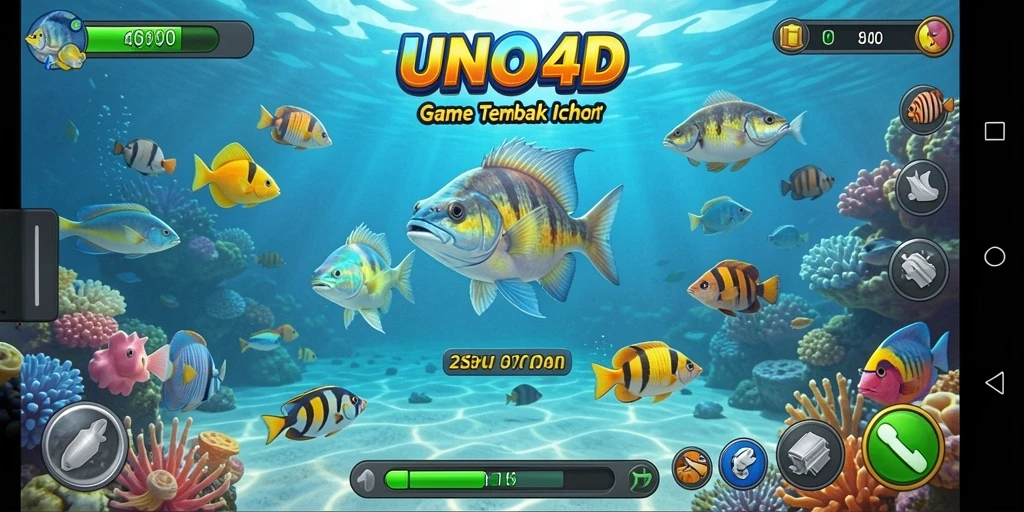 Tampilan gameplay seru dalam game Tembak Ikan UNO4D.
