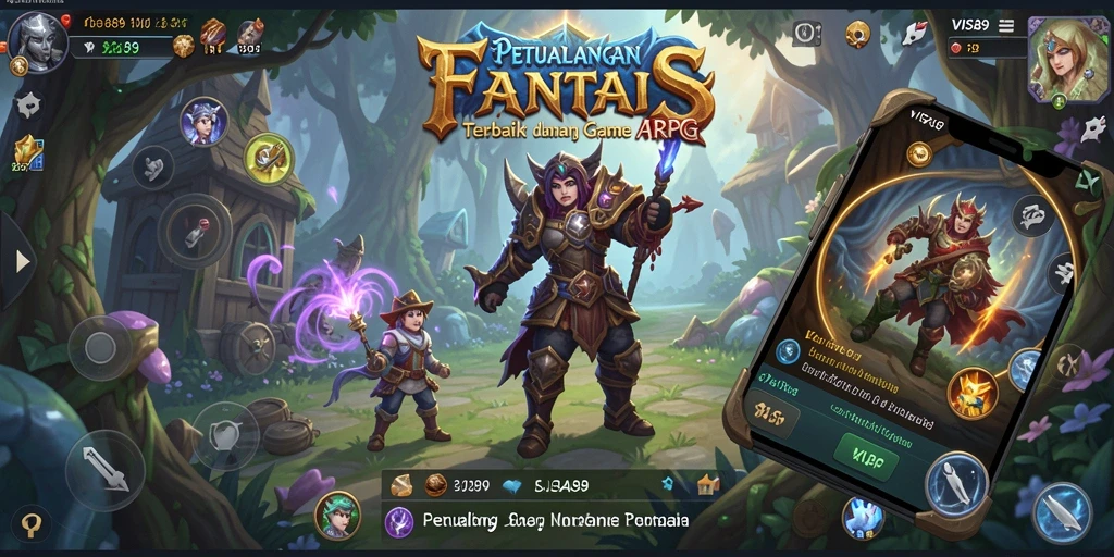 Screenshot gameplay VISA89 menampilkan pertarungan epik dalam dunia fantasi.