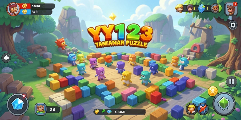 Screenshot gameplay YY123 menunjukkan berbagai tantangan puzzle yang menarik.